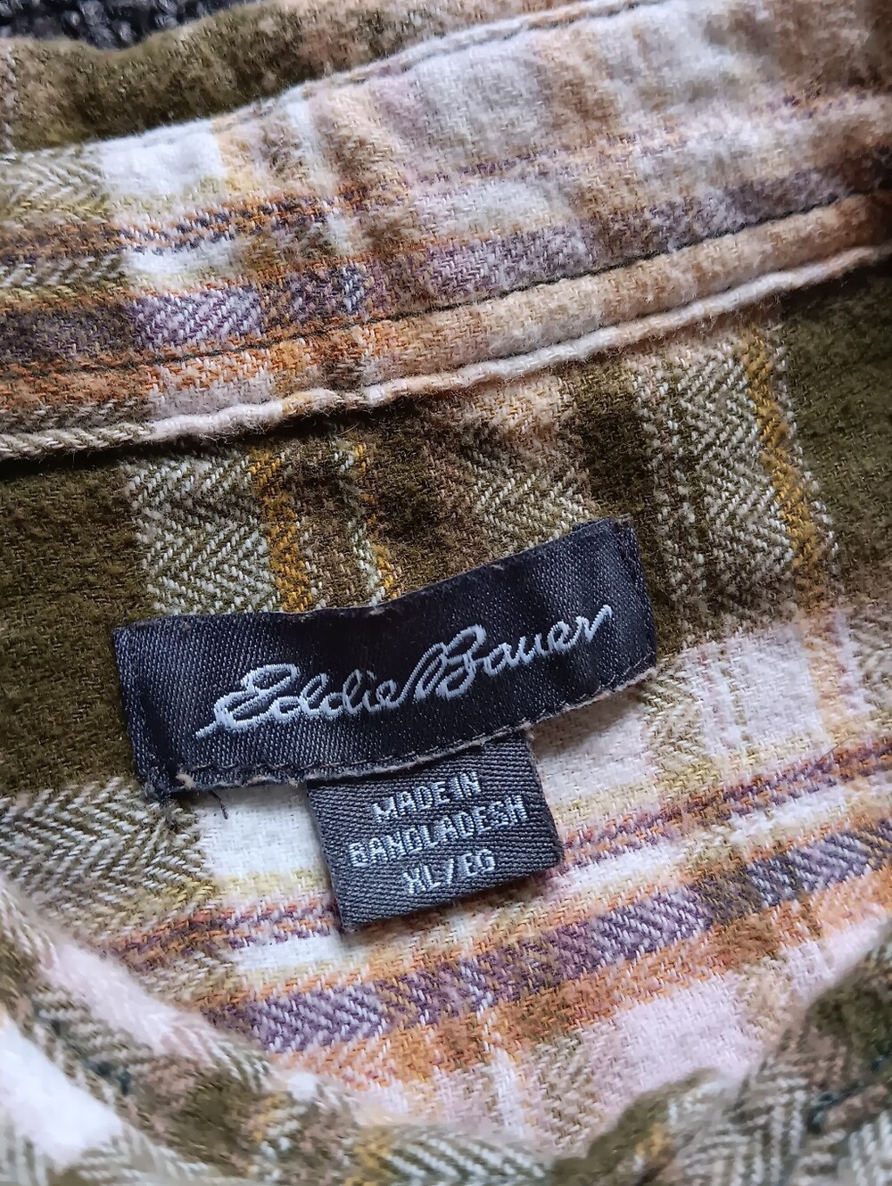Upcycled Bleach Dutton Ranch Eddie Bauer Plaid Flannel Long Sleeve Shirt Mens XL - Picture 8 of 9